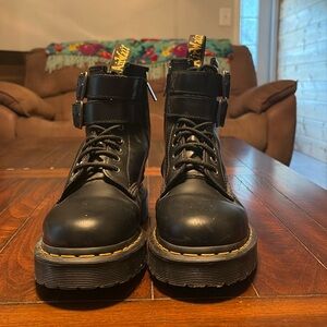 Doc Marten’s double buckle lace up platform boots size 9